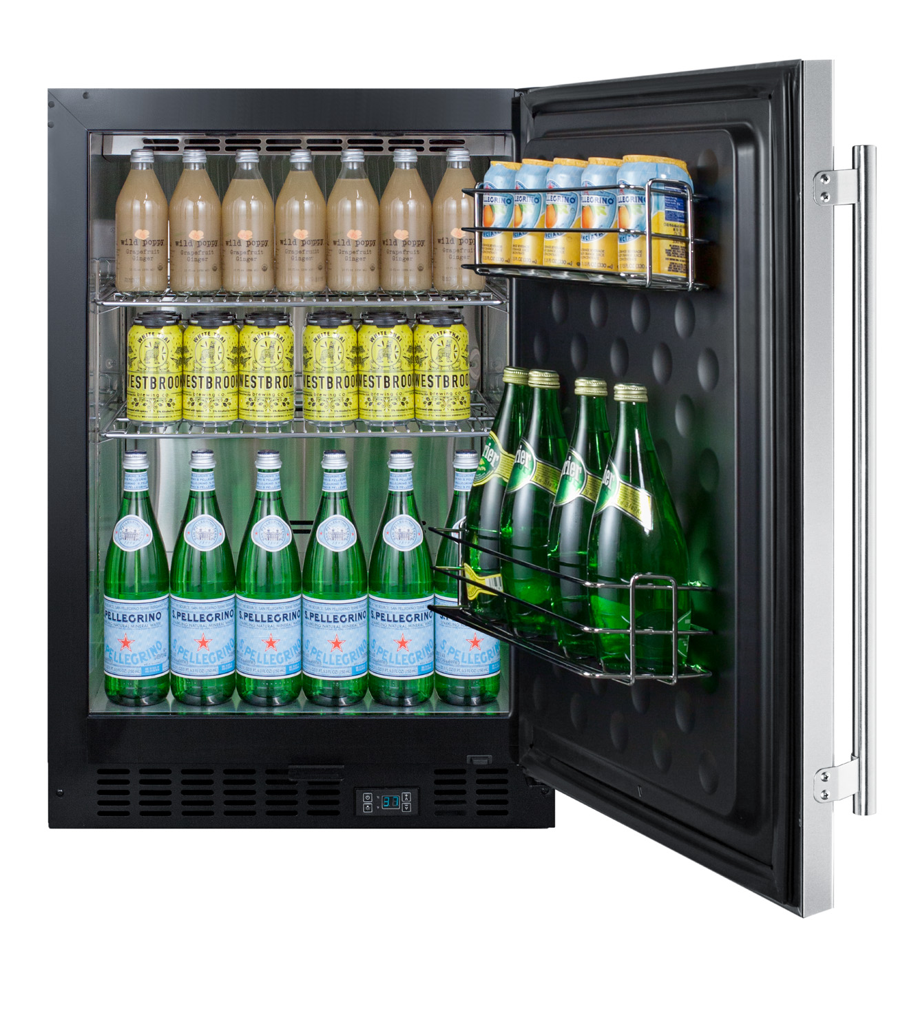 Built-in undercounter commercial beverage center w/SS interior, lock, and digital thermostat